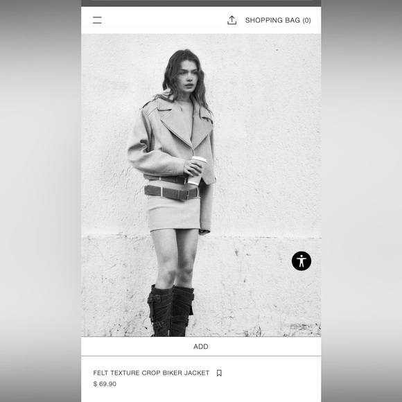 Felt Texture Crop Biker Jacket - Picture 2 of 8